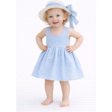 Chicsy Baby Tatlı Kız Bebek Yazlık Fiyonklu Şapkalı Pamuklu 2\'li Elbise