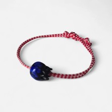 Sibelya Aksesuar Cam Murano Midnight Nar Marteniçka Bileklik – Ayarlanabilir Kırmızı Beyaz Ip