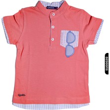 Hype %100 Pamuklu Gözlük Baskılı  Erkek Çocuk Düğmeli Polo  Tişört 1-5 Yaş 8148