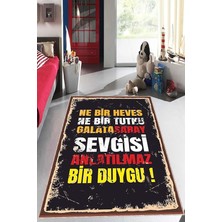 Misda Store Yıkanabilen Kaymaz Taban Aslan Taraftar Halısı AR1153, Siyah-3, 80 x 200