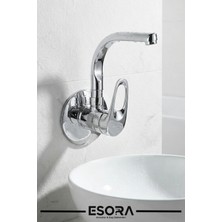 Esora Balık Sırtı Borulu Duvardan Tek Su Girişli Lavabo Bataryası Musluğu