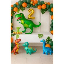 Dinozor Jungle Gold Rakamlı Doğum Günü Parti Seti 1-9 Yaş Seçenekli –dinozor Konsept Balon Dekorasyon Süsü