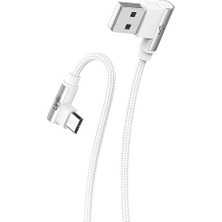 Misda Store K592 Safe Micro USB 90 Derece Data/şarj Kablosu 3A 1.5mt Beyaz