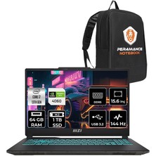 Misda Store Cyborg 15 I7-13620H 64GB 1tb SSD RTX4060/8GB 15.6" Fhd 144HZ Fdos A13VF-893XTR & Per4 Çanta