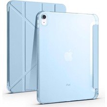 Misda Store iPad (A16) 11INÇ 2025 Uyumlu Kılıf Üçgen Tri Folding Kalem Bölmeli Standlı Kılıfı A3355 Mavi