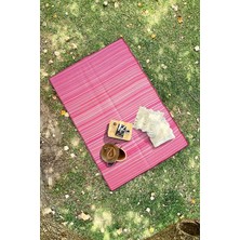 Misda Store Pembe Plaj Kamp Piknik Bahçe Balkon Teras Hasır Halı Mat Savan Kilim Karavan Halısı 150X210