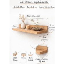 Nowella Home Masif Doğal Ahşap Duvar Rafı 35X8 cm 18 mm Kalınlık