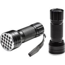 Misda Store PM-6351 Uv Işınlı 21 Ledli 10 cm Metal Kasa Pilli El Feneri