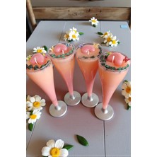 Doğal El Yapımı Kalp ve Papatya Temalı Şampanya Kadehi El Yapımı Kokulu Mum