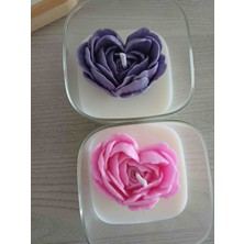 Opulent Accessories Bardak Kalp Çicek Mum %100 Soya Wax, El Yapımı, Hediyelik Mum,doğum Günü, Anneler Günü,öğretmenler Günü Kadinlar Gunu