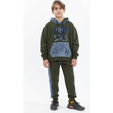 Hype Erkek Çocuk Eşofman Takım 4-8 Yaş 7733 Yeşil Renkli Rahat Tasarım Kış Sezonu İçin