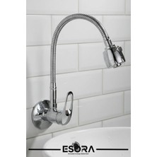 Esora Krom Oynar Borulu Duvardan Tek Su Girişli Lavabo Bataryası Musluğu