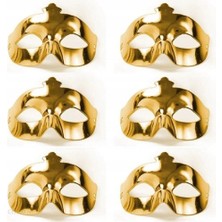 Najmaddin Altın Metalize Renk Düz Balo Parti Maskesi 6 Adet