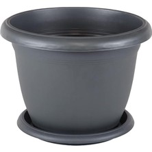 Misda Store Saksı Set 10 No 35 Litre, 48 Cm, Antrasit Iç ve Dış Mekan Saksı
