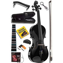 Leaf Shop HGA34BK-TYS Siyah 3/4 Keman Seti 10-13 Yaş Çocuk Kemanı (Yastık Reçine Çanta Tel Susturucu Yay)
