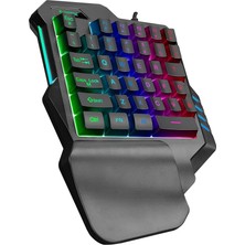Misda Store KB-R177 Salvo Siyah USB LED Işıklı Q 35 Tuşlu Multimedya Mini Gaming Oyuncu Klavyesi