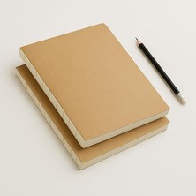 Leaf Shop Tanıtım Özel Tasarım Kraft Kapaklı A4 Defter - 180 Derece Açılabilir, Sırtı DIKIŞLI,%100 El Işçiliği, Ofis, Okul, Günlük Kullanım Için Ideal Defter (Çizgisiz)