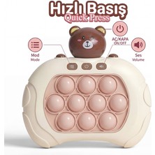 Bbsky Ayıcıklı Işıklı ve Sesli Pilli Popit Egitici Oyuncak Sevimli Push Pop Konsol 4 Farklı Oyun Modu