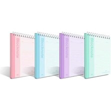 Leaf Shop Pastel Renk Bloknot, A4, 80 Yaprak, Düz Sayfa, Karton Kapak, Spiral Cilt, 70G Kağıt, Asorti Renkler, Tekli Paket