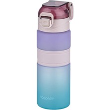 Leaf Shop Çift Renk 600ML Kaydırmaz Silikon Gövde Rahat Içim-Pipetsiz- Motivasyon Su Matarası