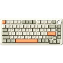 Leaf Shop Ajazz AK820 Max 8000MAH Batarya, Dinamik Rgb, Hot-Swap 3 Modlu Mekanik Klavye Oyun Klavyesi, Bluetooth / 2.4g Kablosuz/type-C Kablolu (AK820 Max - Cream Orange - Flying Fish Switch)
