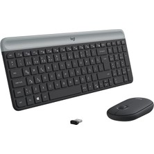 Leaf Shop MK470 Slim Combo Kablosuz Klavye Mouse Seti, 12 Fn Kısayolu ile Kompakt Klavye, Sağ ve Sol Elle Kullanılabilir, 10 M Kullanım Mesafesi, Sessiz, Türkçe Q Klavye, Siyah
