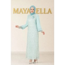 Maya Bella Şifon Pul Payetli Tesettür Abiye