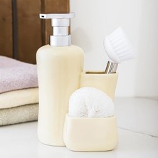 Leaf Shop 277745 Tezgah Üstü Krem Sıvı Sabunluk Fırçalı Süngerlikli Sabunluk (550ML) 20CM