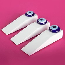 Leaf Shop 3 Adet Beyaz Ahşap Nazar Boncuklu Kapı Stoperi