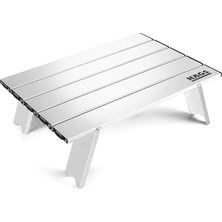 Leaf Shop Portatif Küçük Masa Alüminyum Ultra Hafif Katlanır Mini Masa - Plaj, Piknik, Kamp, Balıkçı, Outdoor Küçük Sehpa Yan Masa - Gümüş