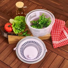 Leaf Shop Salata Kurutucu, Sebze Yeşillik Marul Yıkama ve Kurutma Kabı Leğen Şeklinde Çevirmeli (Beyaz)
