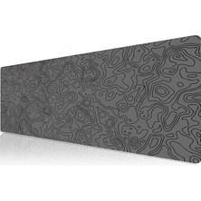 Misda Store Pro - 5 Farklı Model Dikişli Kenar 120X60 cm Oyuncu Gaming Mouse Pad (Dark Grey Map Lines)