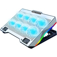 Misda Store ZR608 Telefon Tutacaklı 6 Kademe Yükseklik Ayarlı 8 Fanlı Laptop Soğutucu - AL5211