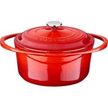 Leaf Shop Metal Heritage Serisi - Döküm Tencere, Yuvarlak, 20 Cm, Kırmızı