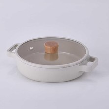 Leaf Shop D-NEOF226L Fıka Cam Kapaklı Alumınyum Sıg Tencere 26 cm Be