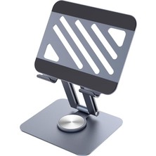 Leaf Shop Tablet Standı 360° Dönebilen Tablet Tutucu Katlanabilir Alüminyum Tablet ve Telefon Standı - Gri