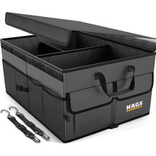 Leaf Shop Araba Bagaj Çantası, Araç Içi Düzenleyici Organizer, Katlanabilir Oto Bagaj Düzenleyici, Oto Aksesuarları, Sağlam Araba Alet Eşya Düzenleyici - 50 Lt- Gri