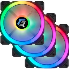 Leaf Shop 7r Pro Seri (3'lü Set) Rainbow Ledli Sessiz 120MM 12CM Kasa Fanı