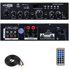 Leaf Shop Merz HB-200 Stereo Mixer Amfi 4-8 Ohm 2 Çıkışlı 2X100W Anfi Bluetooth USB