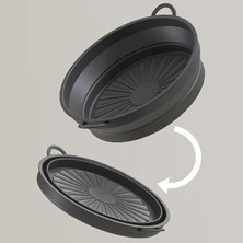 Leaf Shop Airfryer Pişirme Kabı, Silikon Pişirme Kalıbı, 6 Litreye Kadar Tüm Cihazlara Uygun (1 Adet) (Siyah)