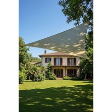 Leaf Shop Model Jüt Üçgen Gölgelik Tente - 4m x 4m x 5.5m | 180GR/M² File Kumaş |%95 Uv Koruma | Bahçe, Teras, Balkon Gölgelik | Estetik Yarasa Tipi Tasarım | (Krem, Yeşil, Gri, Mavi, Turuncu) (Krem)