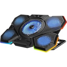 Leaf Shop Rampage Bellatrıx Siyah 5 Fan 2 USB Rgb Işıklı 15-17 Yüksek Performans Profesyonel Notebook Soğutucu Stand