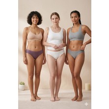 Hb Comfort İç Giyim Hb Comfort Kadın Pamuklu Fitilli Slip Külot 3’lü Set 6100-13