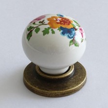 Leaf Shop Gerçek Porselen Kulp Çiçekli Düğme Mobilya Mutfak Dolabı Çekmece Dolap Kulpları Kapak Kulpu Kulbu