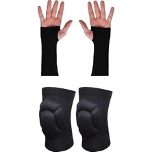 Leaf Shop 2'li Voleybol Seti 1 Çift Voleybol Dizliği ve Voleybol Elliği Set Siyah L