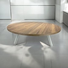 Leaf Shop Yer Sofrası Hamur Açma Tahtası Ceviz Oyun Masası (60 cm Çap)