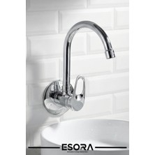 Esora Baston Borulu Duvardan Tek Su Girişli Lavabo Bataryası Musluğu