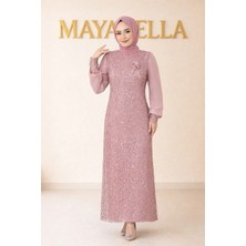 Maya Bella Şifon Pul Payetli Tesettür Abiye