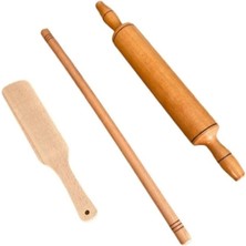 Leaf Shop Oklava Merdane Seti, 3 Parça Ahşap Set, Oklava Merdane ve Çevirgeç, Hamur Işleri Seti