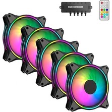 Misda Store Air Turbine 5X120MM 5'li Argb Pro Fan Seti Kit Kasa Fanı (Kontrolcülü ve Kumandalı)
